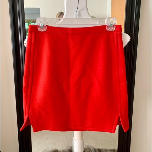 J. Crew Red Wool Mini Skirt - Picture 1 of 5
